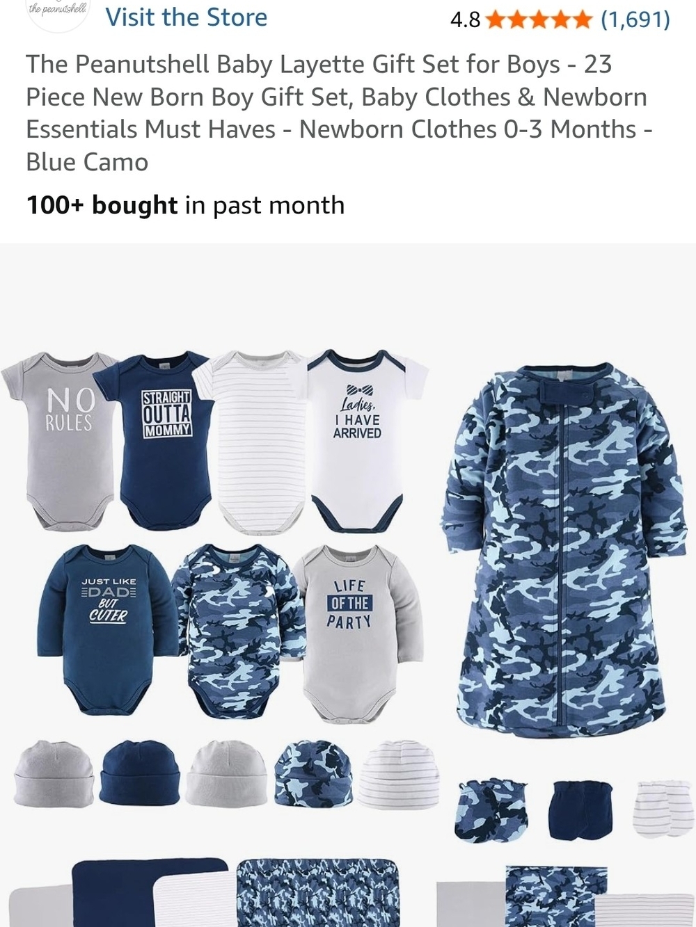 Baby Boys 23-Piece Blue Camo Layette Gift Set